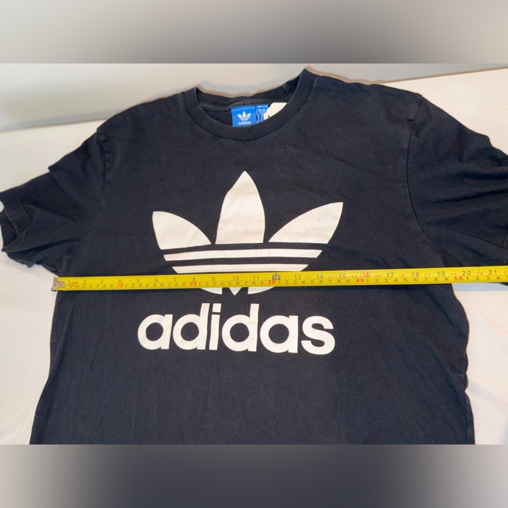 Adidas Classic Cotton Black and White Tee with White Logo Size Medium - Picture 8 of 14